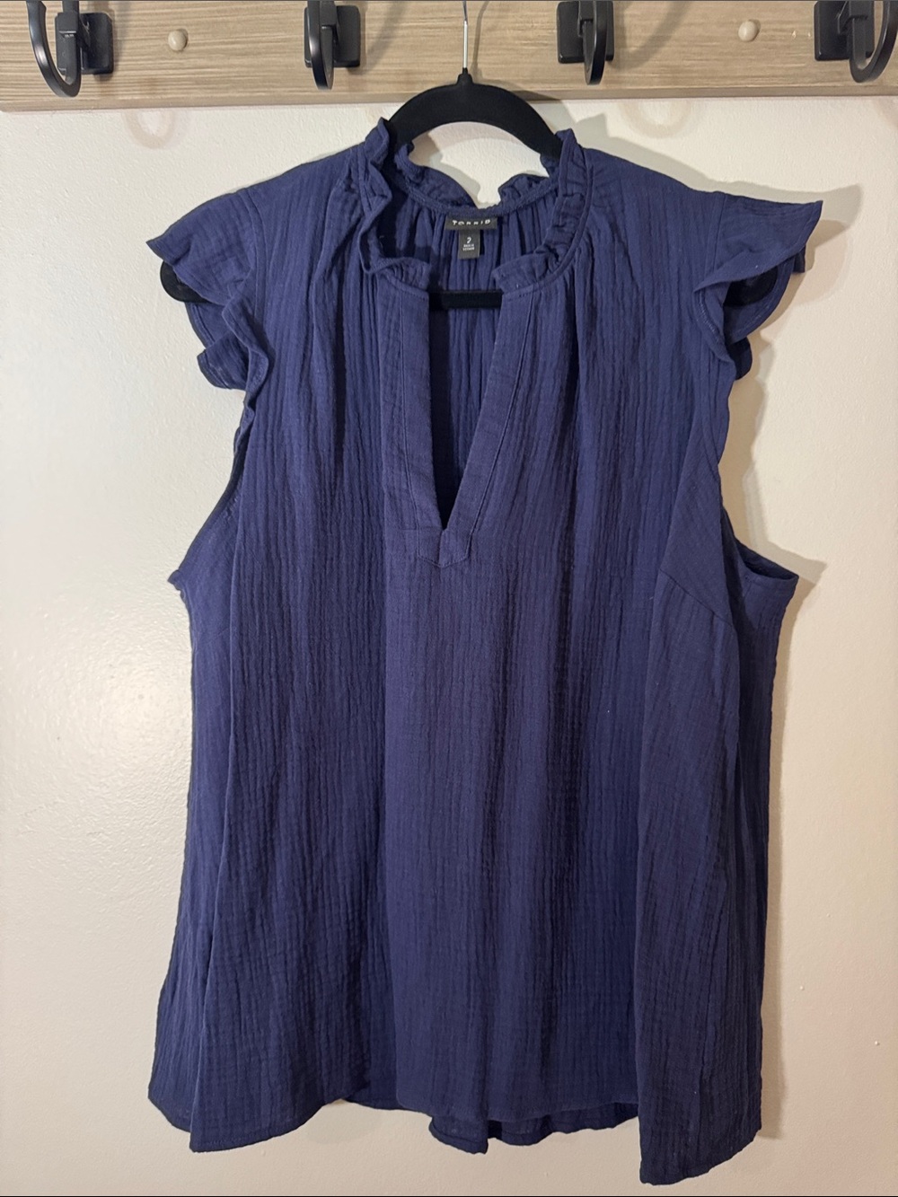 torrid Navy Ruffle-Trim Cap Sleeve Blouse